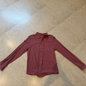 Red long sleeve button down shirt